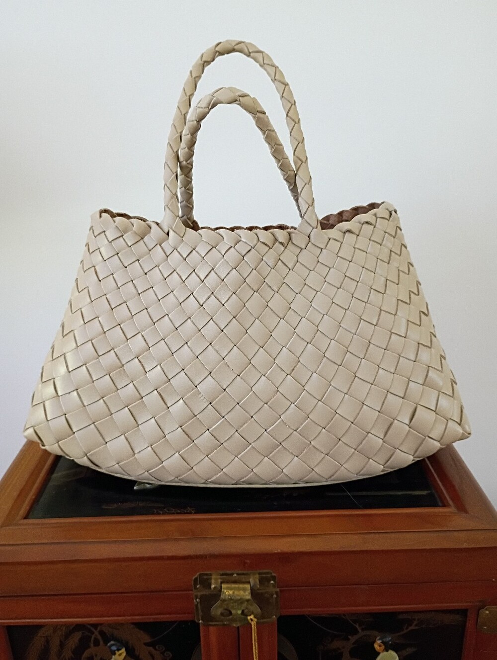 Artisan French Style Woven Leather Tote Bag